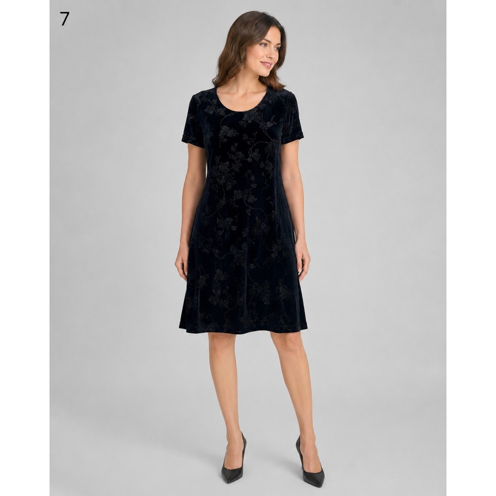 Vintage Y2K SL‎ Fashions Velvet Dress sz 12 Black Sparkle Leaf Fall Whimsigoth